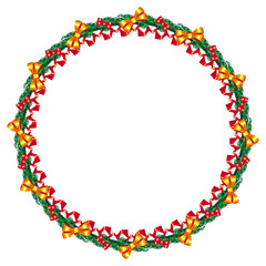 Fototapeta premium Christmas pine-tree wreath. Design element for Christmas decorations, greetings cards and other design artworks. Vector clip art. 