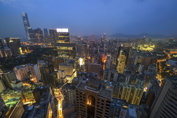 office building at night in hong kong