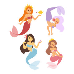 Mermaid nixie character vector illustration