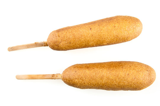 Two Isolated Corn Dogs