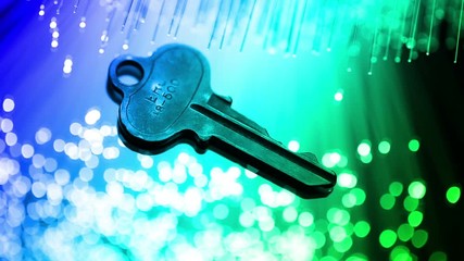 key and Fiber optics background with lots of light spots, shot in HD