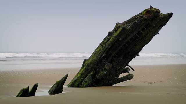 Ancient Shipwreck On The Beach
