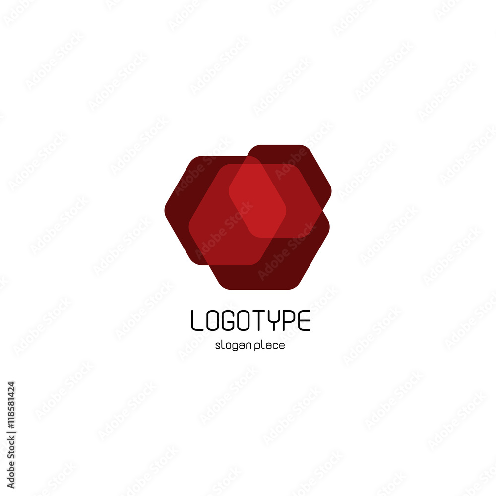 Poster isolated abstract hexagons overlays vector logo. polygonal translucent geometric shape figure logoty