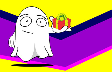 funny ghost cartoon expressions background in vector format