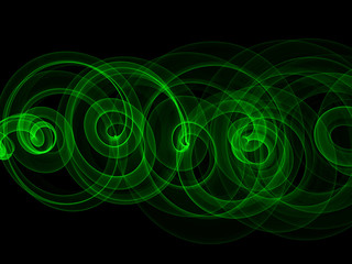 abstract eco fresh green smoke flame helix over black background