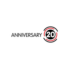 Anniversary vector unusual label. Twentieth anniversary symbol. 20 years birthday abstract logo. The arc in a circle. 20th jubilee.