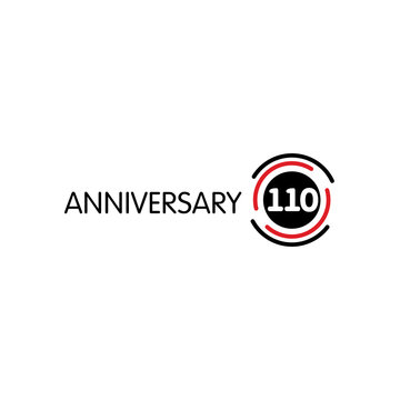 Anniversary vector unusual label. One hundred tenth anniversary symbol. 110 years birthday abstract logo. The arc in a circle. 110th jubilee.