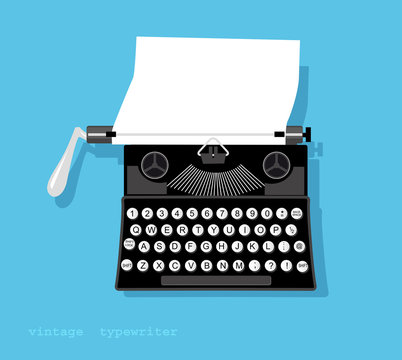 Vintage typewriter with a piece of paper in it, EPS vector illustration, no transparencies