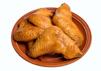 Smoked Chicken wings Isolated on White Background