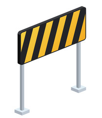 fence construction sign isometric icon vector illustration design