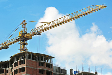 Fototapeta na wymiar Construction site with high-rise building
