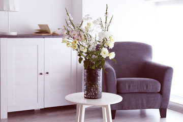 Beautiful flower bouquet in modern interior