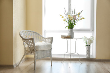 Beautiful flower bouquets in modern interior