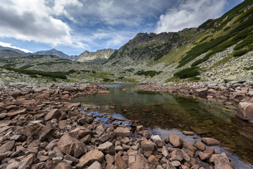 Clouds over Musala peak and  Musalenski lakes,  Rila mountain, Bulgaria