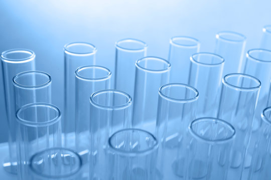 Test tubes on blue background