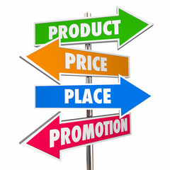 Product Price Place Promotion 4 Ps Marketing Signs 3d Illustrati