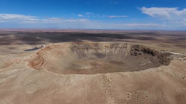 Aerial shot of the large meteor crater in northern Arizona