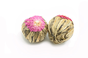 floral blooming tea balls isolated on white