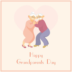 grandparents day greeting card with the image of the grandmother and grandfather