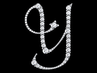 diamond letters with gemstones isolated on black