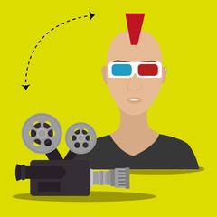 man movie video theater vector illustration graphic