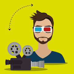 man movie video theater vector illustration graphic