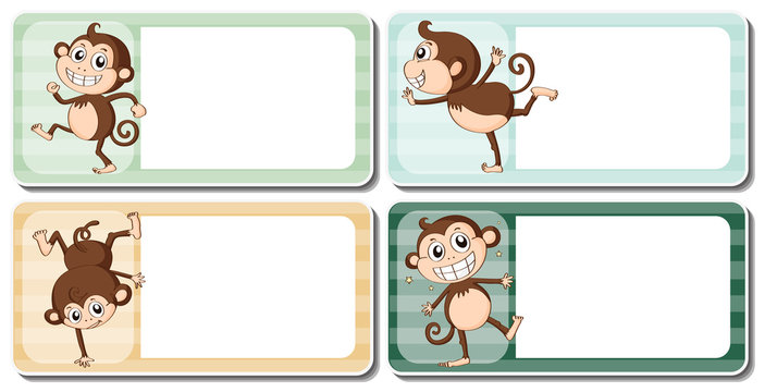 Label design with cute monkeys