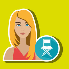 woman movie video theater vector illustration graphic