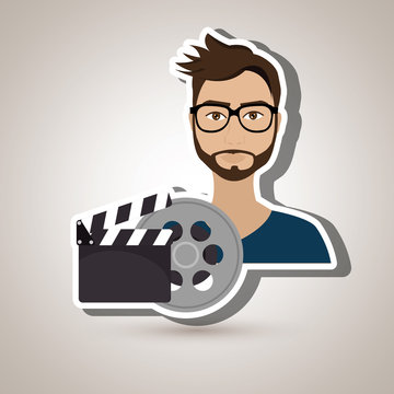 man movie video theater vector illustration graphic
