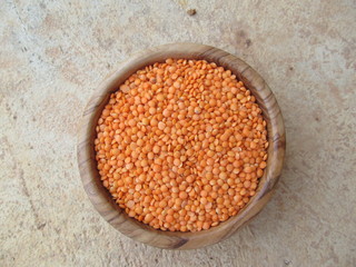 Dried Yellow Split Peas in a Wooden Bowl