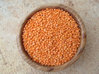 Dried Yellow Split Peas in a Wooden Bowl from Closer