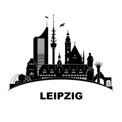 Leipzig Skyline Schattenriss Denkmäler Kultur Sehenwürdigkeiten Wandtatoo Völkerschlachtdenkmal Thomaskirche Friedenssäule City-Hochhaus Leipziger Rathaus