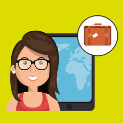 woman travel map world vector illustration eps 10