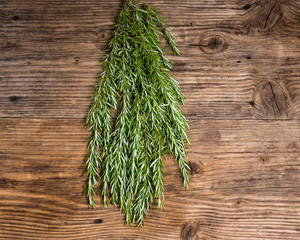 Bundle of fresh roasemary on a table