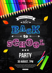 Back to school party poster template