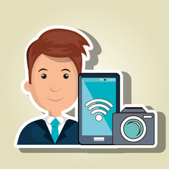 man camera photo photography vector illustration eps 10