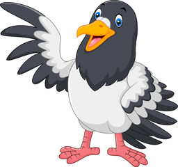 Cute Pigeon bird waving 