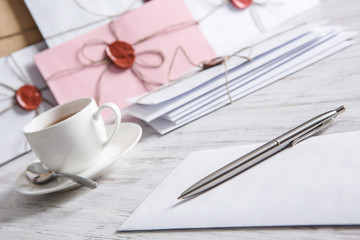 Letter with seal on table