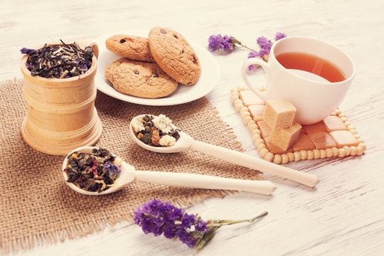 Herbal tea and cookies © Sergey Nivens