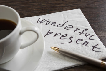 Phrase written on napkin