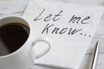 Love confession on napkin