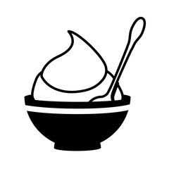 mustard sauce flavor food ingredient tasty bowl spoon product vector illustration 