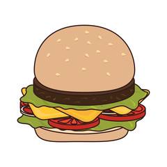 hamburguer fast food american burger deliveryfood tasty vector illustration 