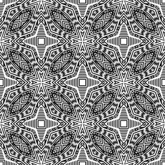 Abstract black and white ethnic seamless vector background