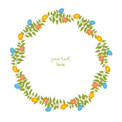 Floral wreath isolated on white.