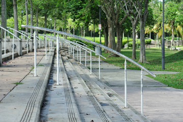 PUTRAJAYA, MALAYSIA – NOVEMBER 01, 2015: Uncovered staircase and steps in the public park in...