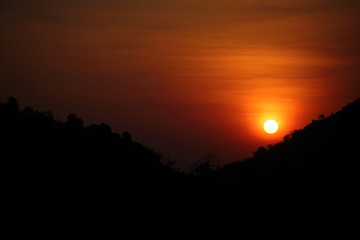 Sunset and mountain at Thailand