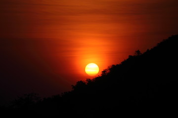 Sunset and mountain at Thailand