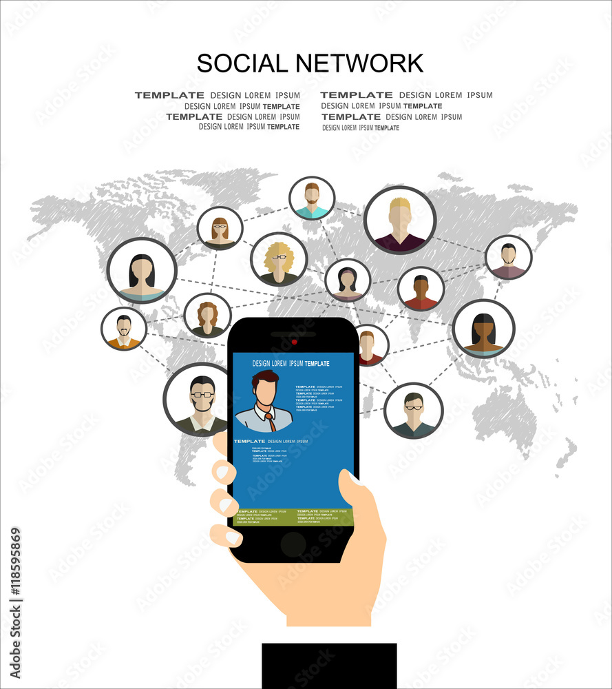 Poster global social network abstract scheme.