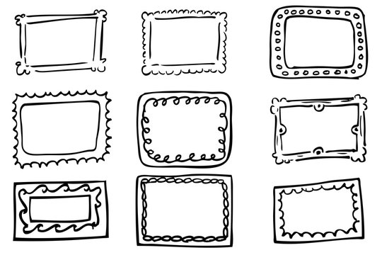 Hand draw sketch outline of Frames, isolated on white 
